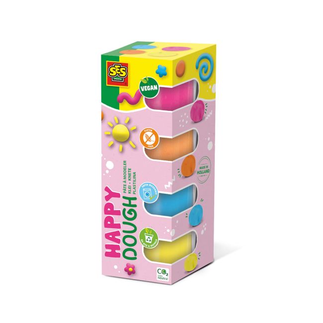 Plastilina colorata vegana pentru copii SES Happy 4 x 90 gr TSG32490