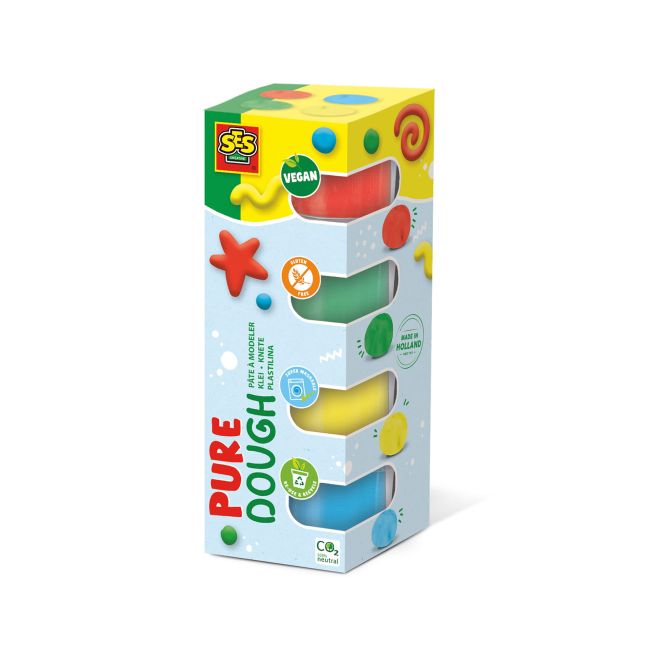 Plastilina colorata vegana pentru copii SES Pure 4 x 90 gr TSG32489