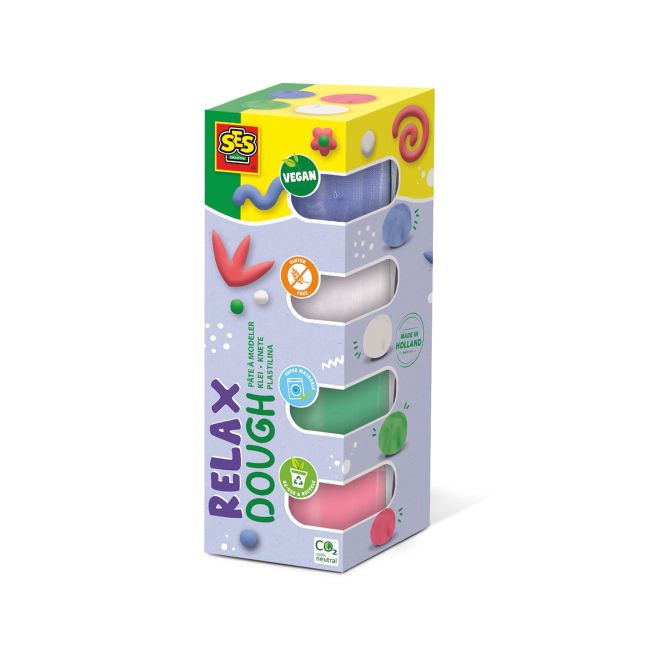 Plastilina colorata vegana pentru copii SES Relax 4 x 90 gr TSG32492