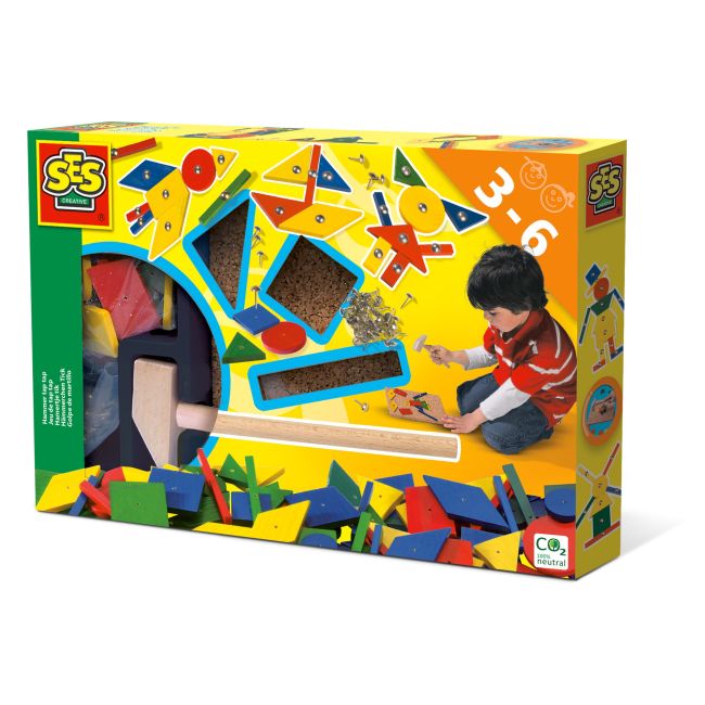 Set constructie copii - Jucarie de indemanare cu ciocan si cuie - Hammer Tic Original TSG23161