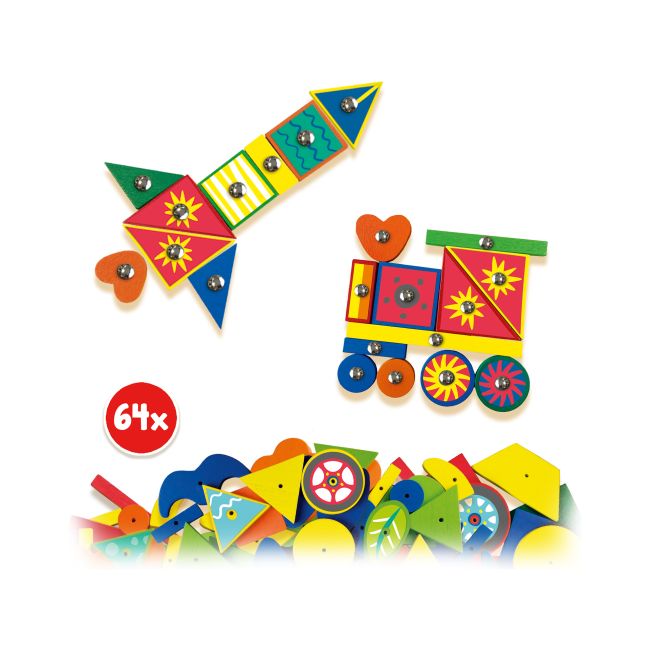 Set constructie copii - Jucarie de indemanare cu ciocan si cuie - Hammer Tic in cutie din lemn de lux TSG23150