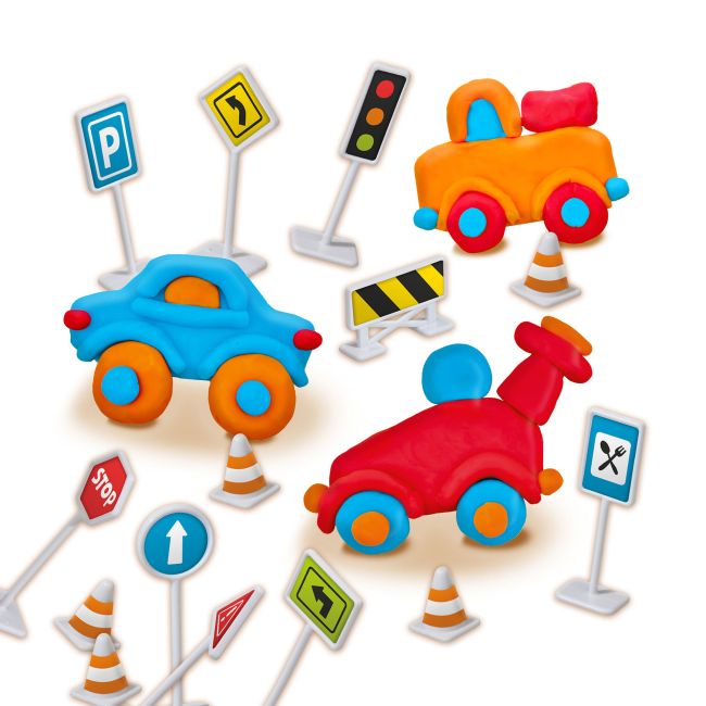 Set creativ pentru copii cu plastilina si semne de circulatie TSG32488