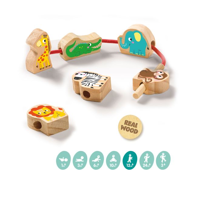 Jucarie din lemn - Set de insirat animale din lemn TSG37069