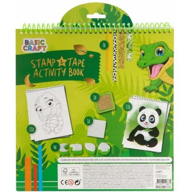 Carte de colorat cu activitati, benzi adezive decorative si stampile, 33 piese Moxy GR100099 BBJGR100099_Verde