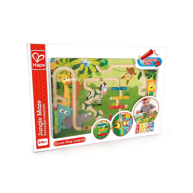 Jucarie din lemn - Labirint magnetic Jungla