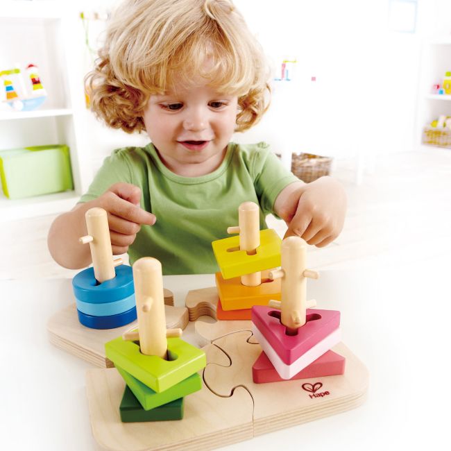 Jucarie din lemn - Puzzle creativ cu forme