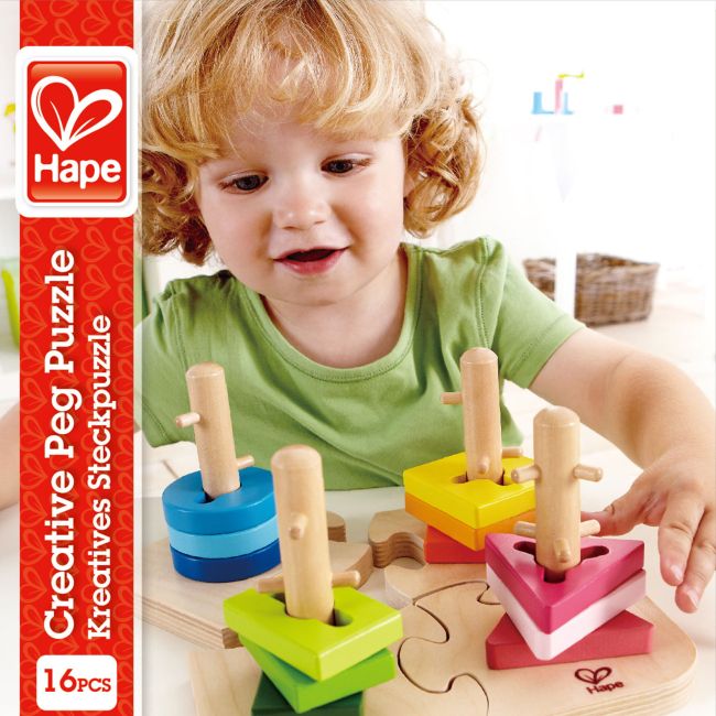Jucarie din lemn - Puzzle creativ cu forme