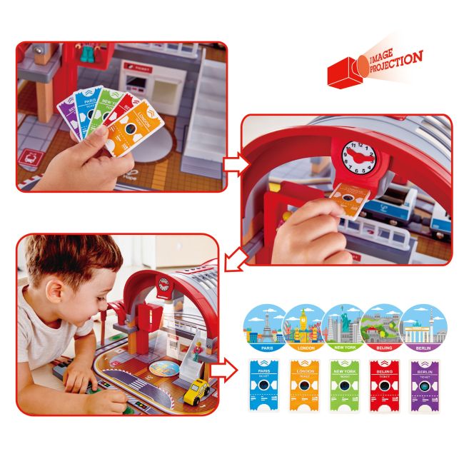 Jucarie din lemn - Set Gara Centrala (45 piese)