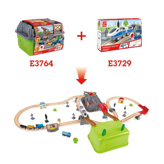 Jucarie din lemn - Set tren constructii (50 piese)