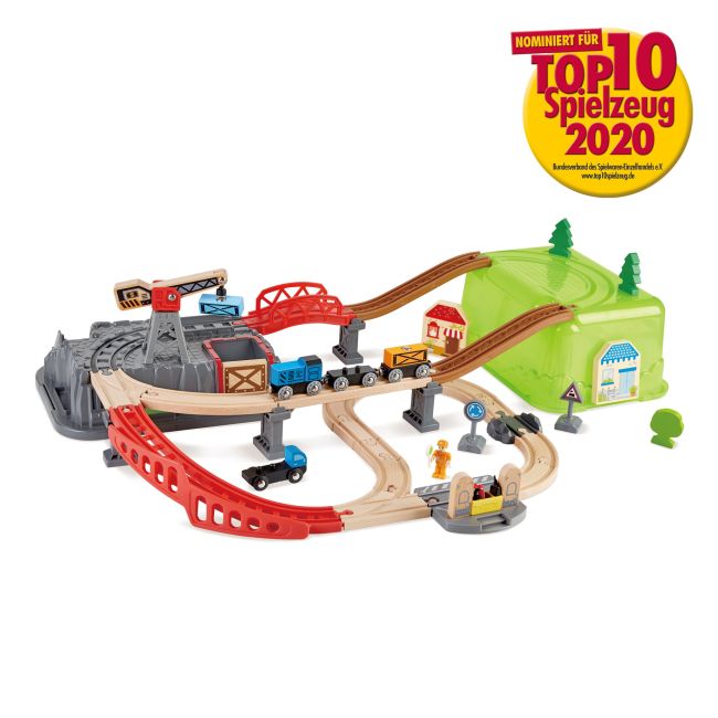 Jucarie din lemn - Set tren constructii (50 piese)