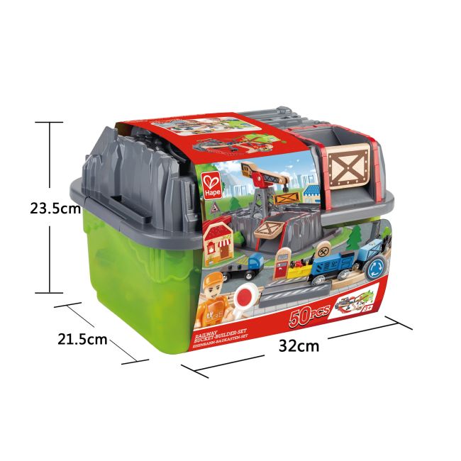 Jucarie din lemn - Set tren constructii (50 piese)