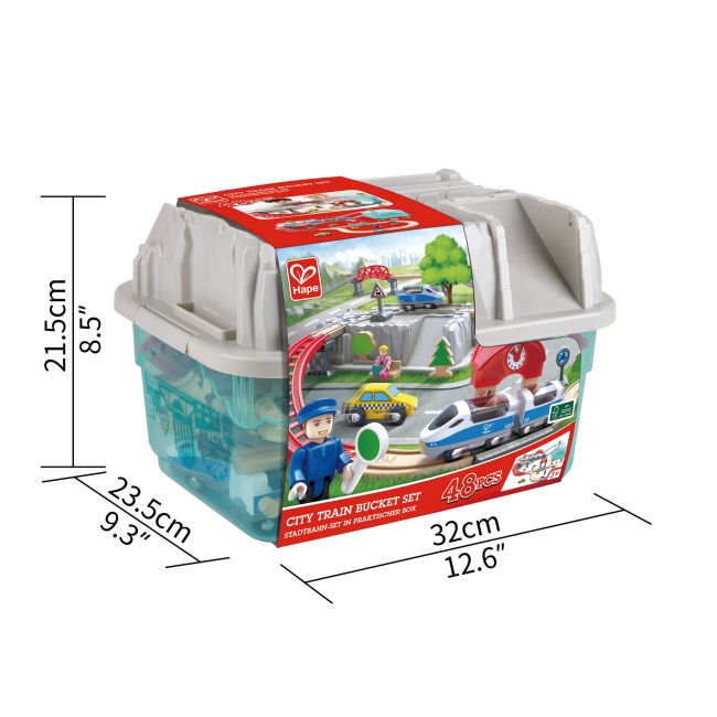 Jucarie din lemn - Set tren oras (48 piese)