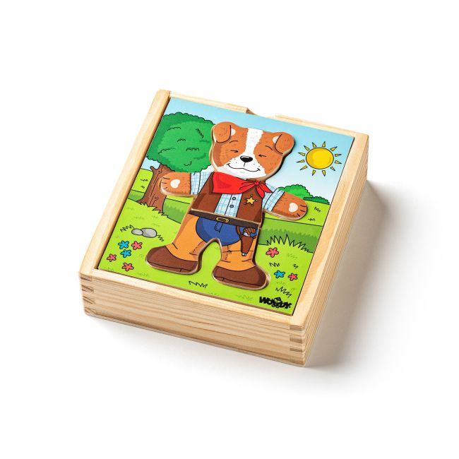Puzzle din lemn - Imbraca catelul