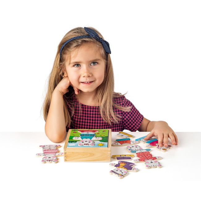 Puzzle din lemn - Imbraca pisica