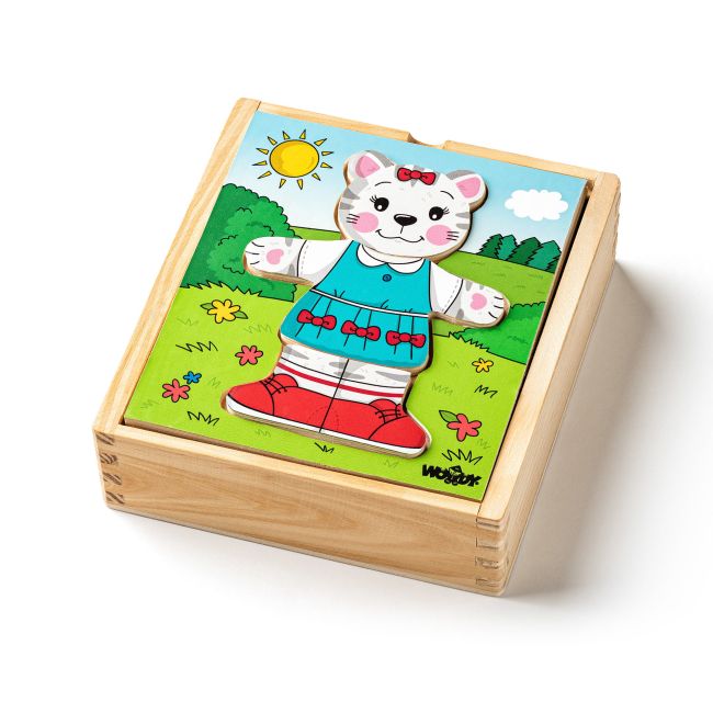 Puzzle din lemn - Imbraca pisica