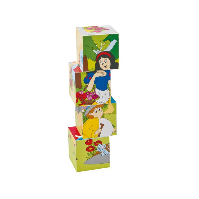 Puzzle din lemn cuburi - Basme 4 x 5