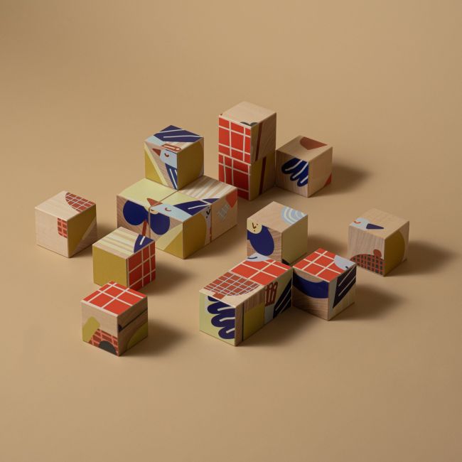 Puzzle din lemn cuburi - Poveste 3 x 3