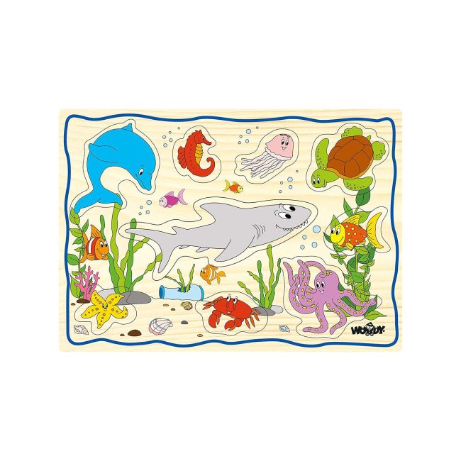 Puzzle din lemn pentru copii cu animale de la ferma