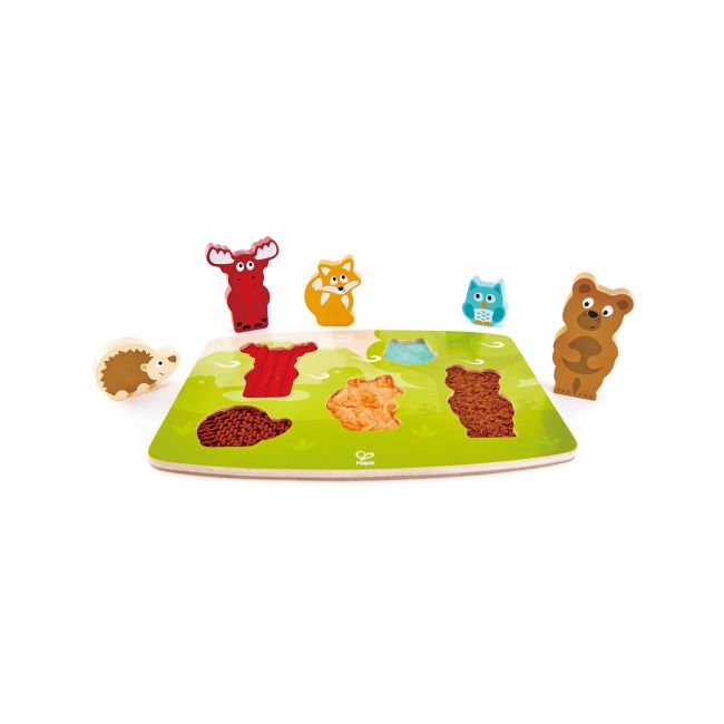 Puzzle din lemn tactil - Animale din padure