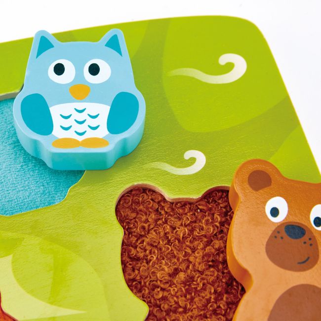 Puzzle din lemn tactil - Animale din padure