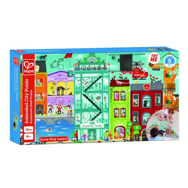 Puzzle pentru copii de podea Orasul animat (49 piese)