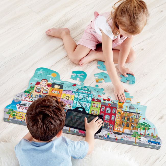 Puzzle pentru copii de podea Orasul animat (49 piese)