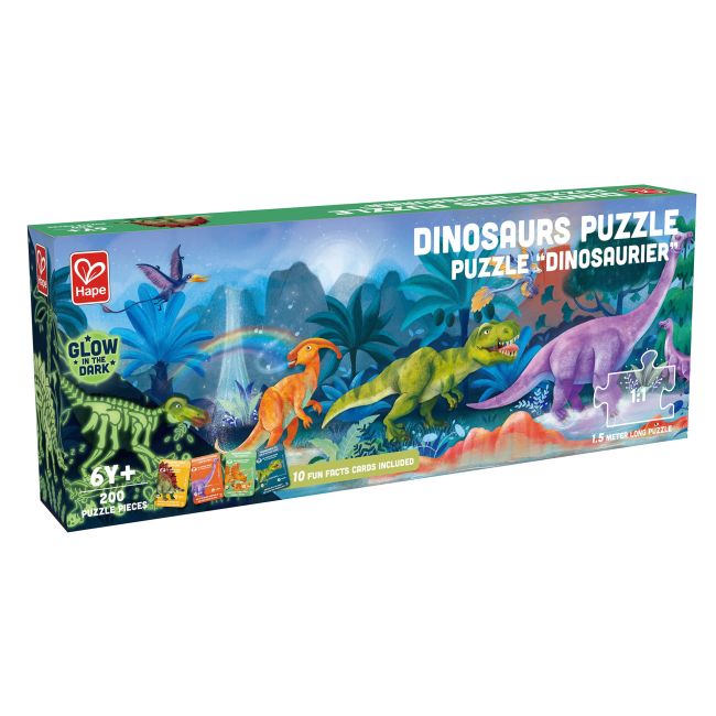 Puzzle pentru copii flourescent cu Dinozauri (200 piese, 1.5m)