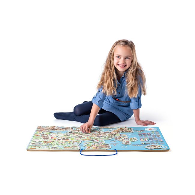 Puzzle si joc 3 in 1 - Harta magnetica a Europei, en