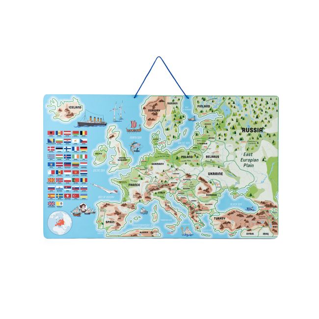 Puzzle si joc 3 in 1 - Harta magnetica a Europei, en