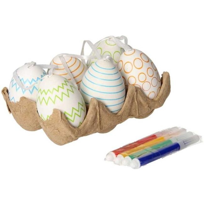 Set 6 oua de colorat pentru Paste cu 4 carioci colorate Grafix GR810034A BBJGR810034A_Alb