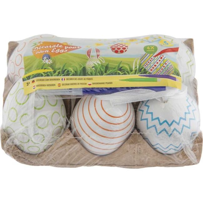 Set 6 oua de colorat pentru Paste cu 4 carioci colorate Grafix GR810034A BBJGR810034A_Alb