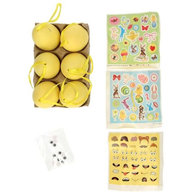 Set 6 oua pentru Paste cu 3 foi cu stickere si 12 ochi miscatori Grafix GR810034G BBJGR810034G_Galben