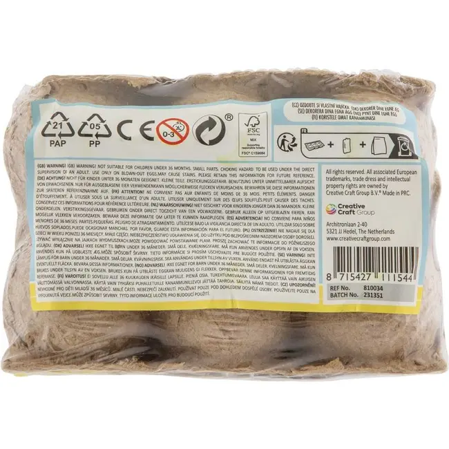 Set 6 oua pentru Paste cu 3 foi cu stickere si 12 ochi miscatori Grafix GR810034G BBJGR810034G_Galben