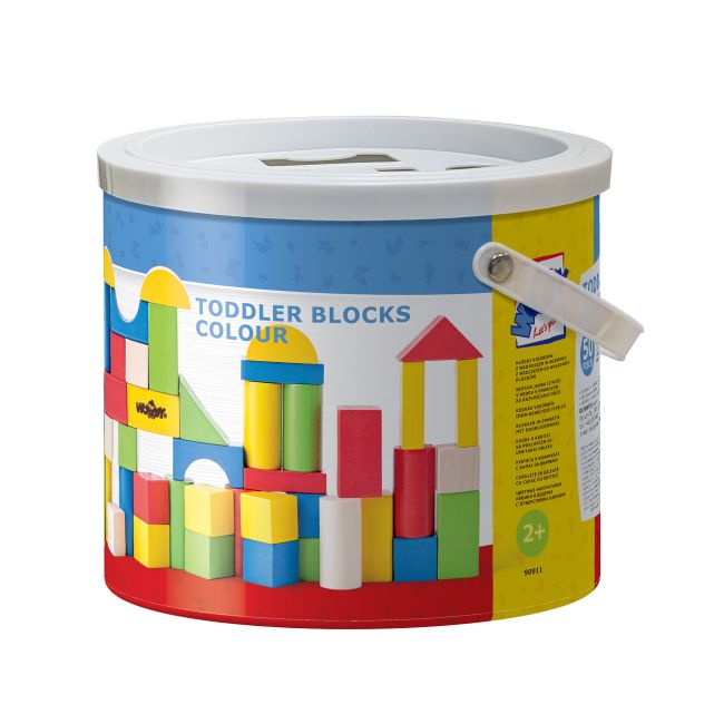 Cuburi din lemn colorate (50 piese)