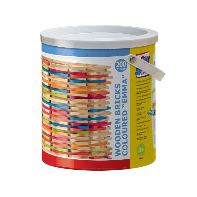 Jucarie din lemn - Caramizi colorate Emma (200 piese)