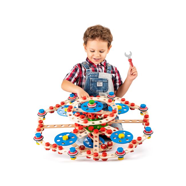 Jucarie din lemn - Set constructie inginer (340 piese)