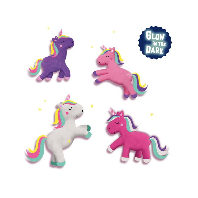 Plastilina fosforescenta cu sclipici Unicorn 4 x 90 gr