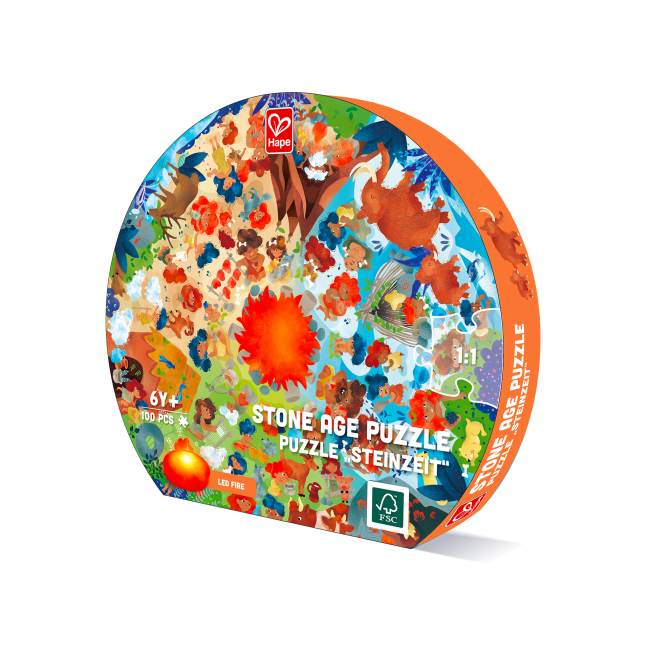 Puzzle copii epoca de piatra, cu lumini led  (102 piese)
