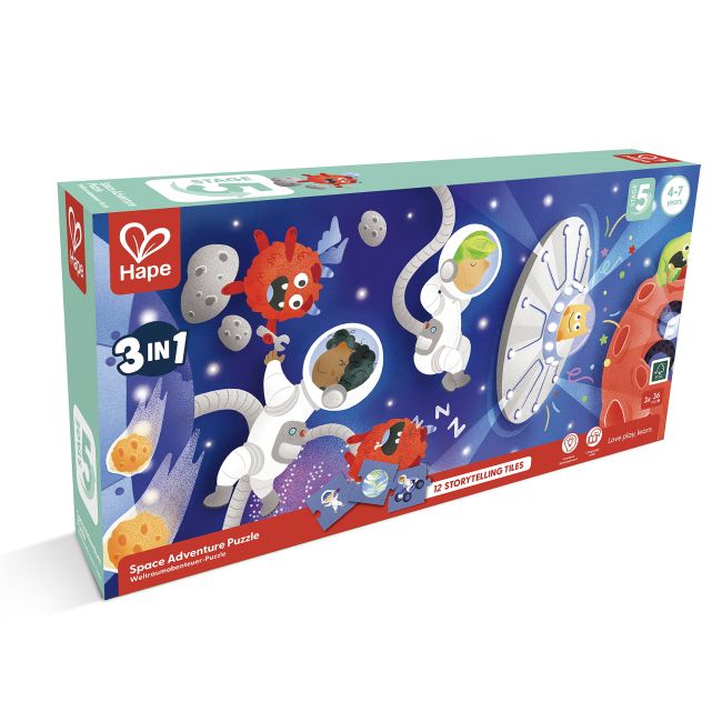 Puzzle pentru copii Aventura in Spatiu (3 in 1) si joc storytelling