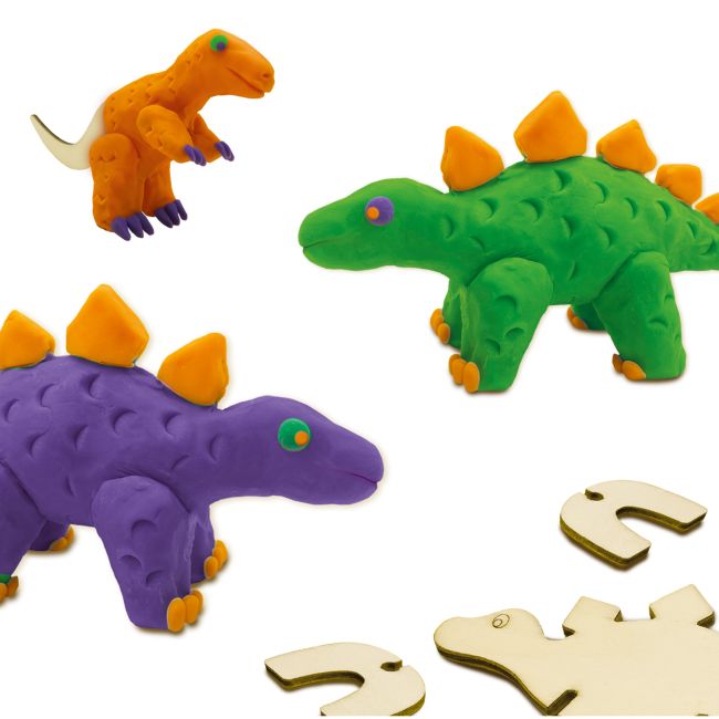 Set creativ - Schelete de dinozauri din lemn si plastilina