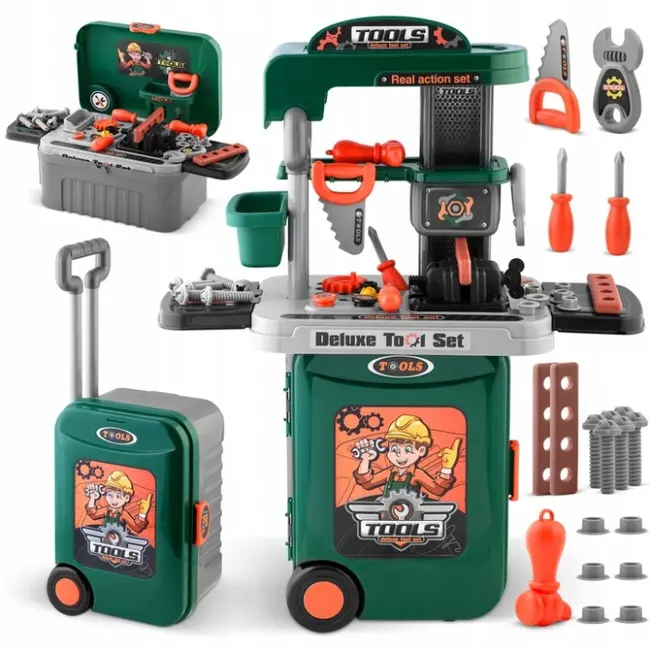 Atelier de lucru 3 in 1 cu unelte pentru copii ricokids 772300 - verde edeedi772300