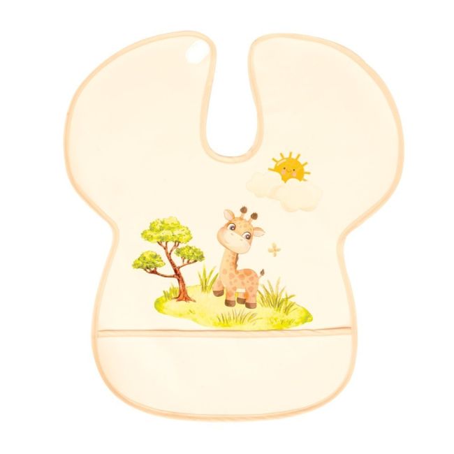 Baveta impermeabila cu protectii pentru umeri Happy Giraffe BBK12-126