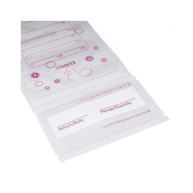 Pungi depozitare lapte matern la congelator, 180 ml, gradate, transparente, 20 bucati, ELANEE 711-00