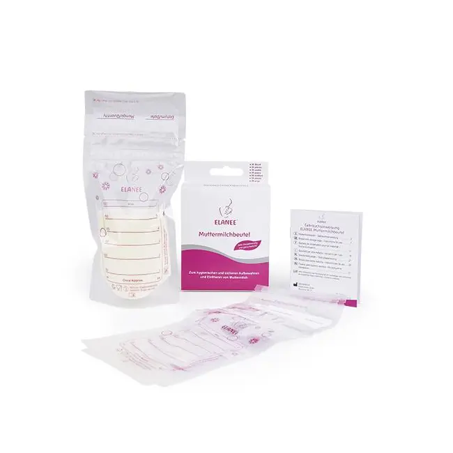 Pungi depozitare lapte matern la congelator, 180 ml, gradate, transparente, 20 bucati, ELANEE 711-00