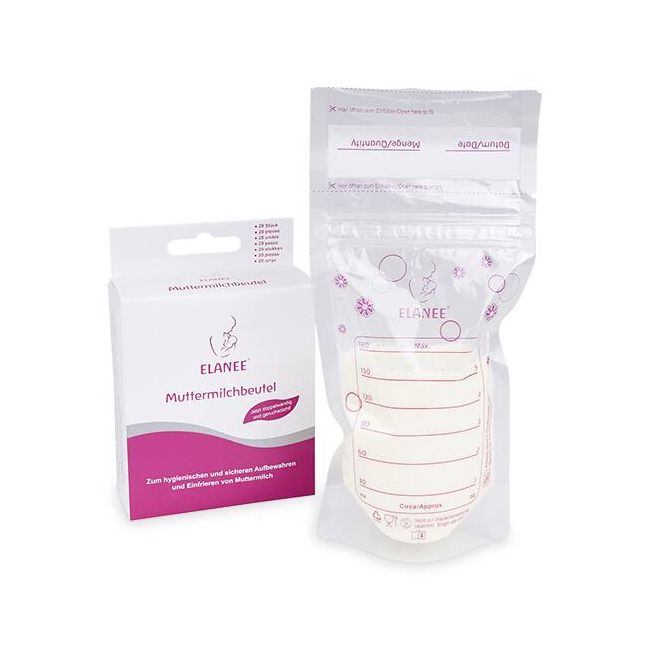 Pungi depozitare lapte matern la congelator, 180 ml, gradate, transparente, 20 bucati, ELANEE 711-00