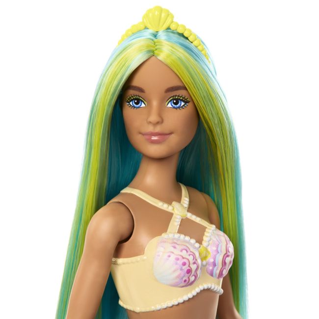 BARBIE DREAMTROPIA PAPUSA SIRENA CU COREST GALBEN SI COADA PORTOCALIE VIVMTHRR02_HRR03