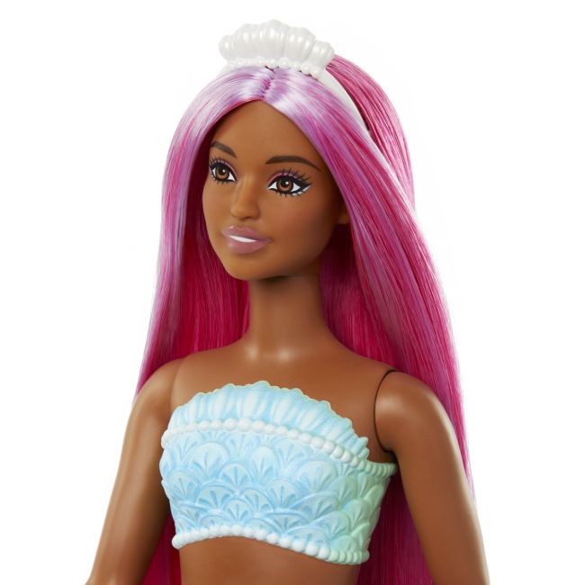 BARBIE DREAMTROPIA PAPUSA SIRENA CU PAR MAGENTA SI COADA PORTOCALIE VIVMTHRR02_HRR04