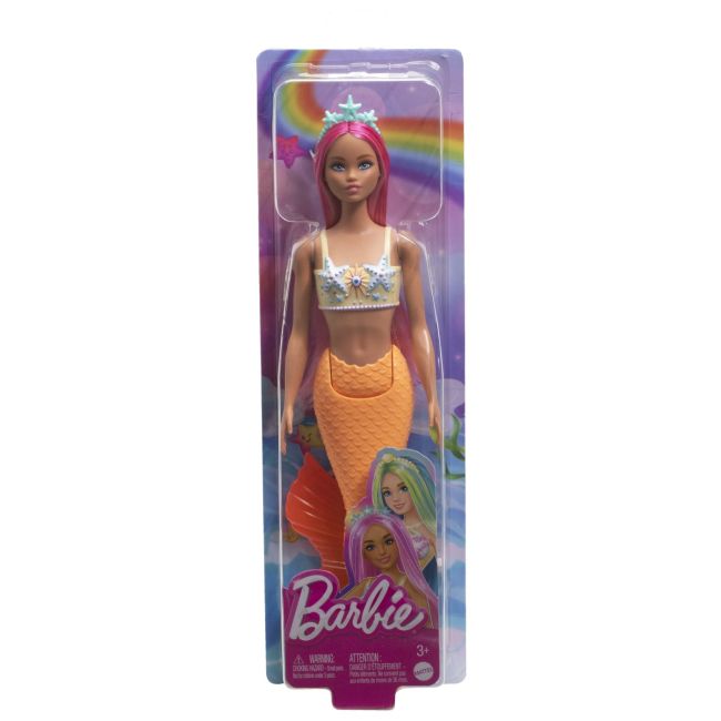 BARBIE DREAMTROPIA PAPUSA SIRENA CU PARUL ROZ SI COADA PORTOCALIE VIVMTHRR02_HRR05