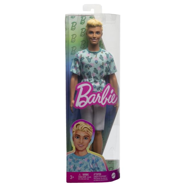 BARBIE PAPUSA BAIAT FASHIONISTAS BLOND CU TRICOU CU IMPRIMEU CU CACTUSI VIVMTDWK44_HJT10