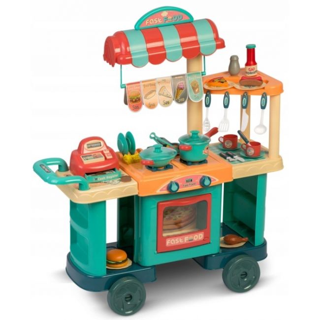 Bucatarie pe roti cu accesorii incluse ricokids 773000 - turcoaz edeedi773000